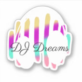 DJ ヘッドホン サウンドウェーブ ミュージック 名前入り シール (正面)