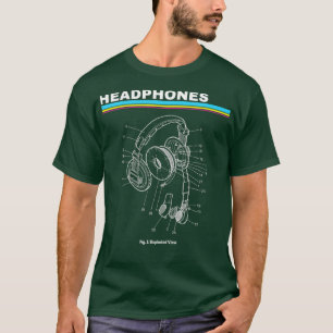 DJ ヘッドホン 爆発図 ディスクジョッキー Tシャツ