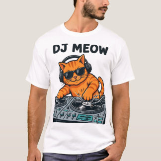 DJ ミャオ 面白い DJ 猫 Tシャツ