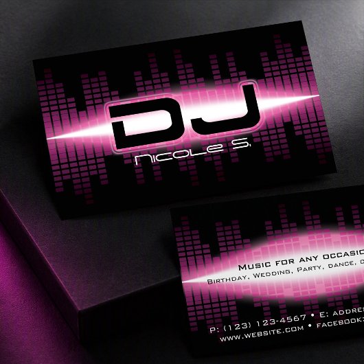 DJ モダン ピンク ビジネスカード