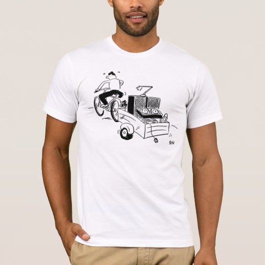 DJ モバイルディスコ レコードプレーヤー カートゥーン Tシャツ (正面)