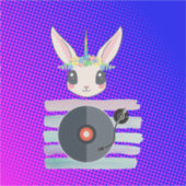 DJ ユニコーン - 魔法のパーティーヴァイブス デザイン シール (正面)
