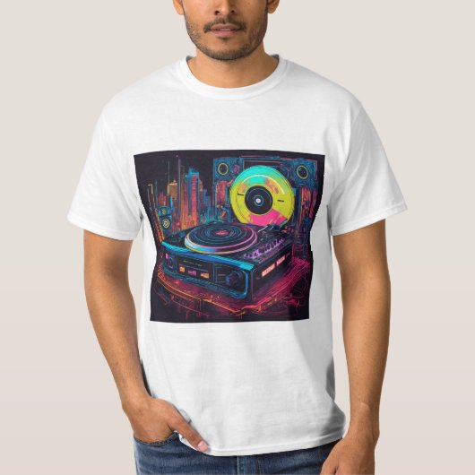 DJ:ライトのマスター&サウンド彫刻ライト Tシャツ (正面)