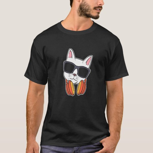 DJ 猫 ミュージシャン Tシャツ (正面)
