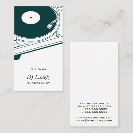 DJ/音楽/ターンテーブル 名刺 (正面/裏面)