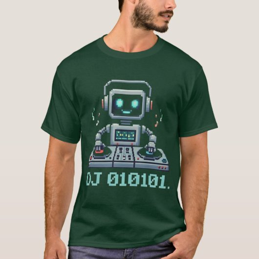 DJ 010101 ピクセルアートロボット Tシャツ (正面)