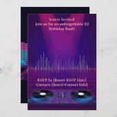 DJ Birthday Partyへの招待 – カスタマイズ可能 招待状 (正面/裏面)
