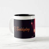 DJ buddydog banner mug ツートーンマグカップ (正面左)