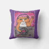 Dj Catカッコいいマーカアートイラストレーション漫画おもしろい クッション (裏面)