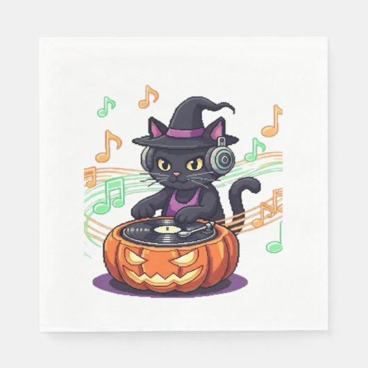 Dj catハロウィン特大Tシャツ スタンダードランチョンナプキン (正面)