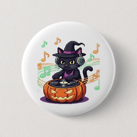 Dj catハロウィン特大Tシャツ 缶バッジ (正面)