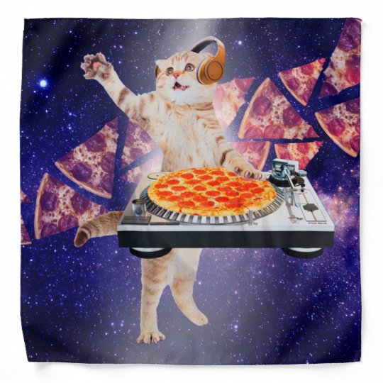 Dj Cat Cat Dj 宇宙cat Catピザ バンダナ Zazzle Co Jp