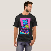 DJ Cat Headphones Turntable DJ Mixer Dreamwave Sty Tシャツ (正面フル)