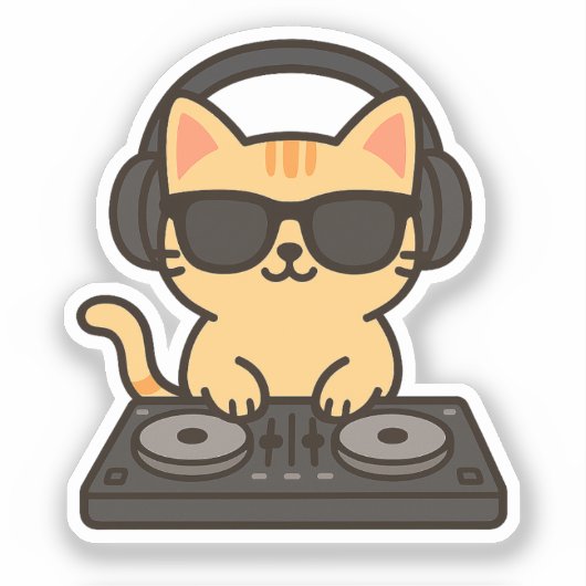 DJ Cat Mixing Tracks シール (正面)