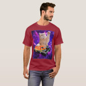DJ Cat Shirt Cat DJ Pizza EDM Music Cute White Tシャツ (正面フル)