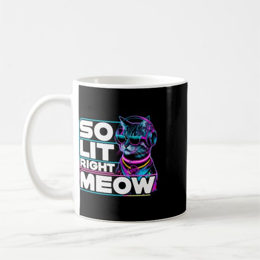 Dj Cat So Lit Right Meow EdmテクノRaveパーティーFes コーヒーマグカップ (左)