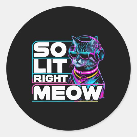 Dj Cat So Lit Right Meow EdmテクノRaveパーティーFes ラウンドシール (正面)