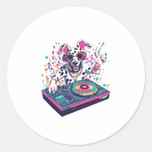 DJ Dalmatian - EDM Raveパーティー犬 ラウンドシール