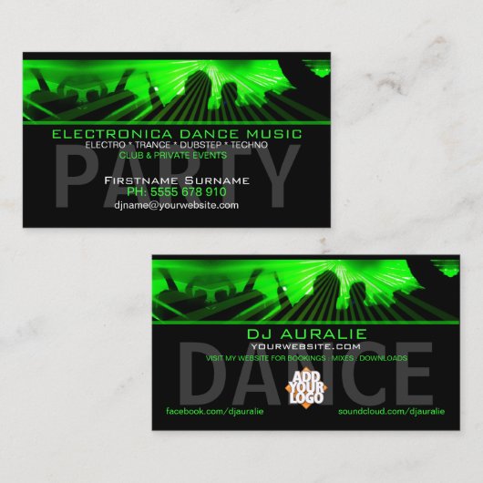 DJ Dance Rave Lasers Club名刺 名刺 (正面/裏面)