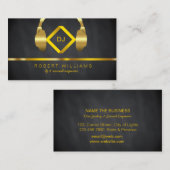 DJ Deejayプロフェッショナルヘッドフォン金ゴールドフェイク音楽 名刺 (正面/裏面)