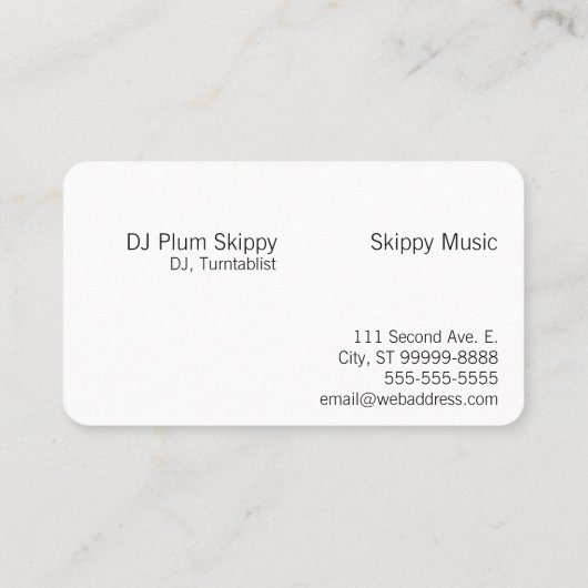 DJ:Disk Jockey、Turntablist 名刺 (裏面)