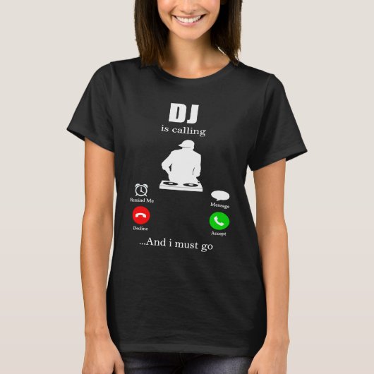 DJ  for Disc Jockey Synthesizer Electro Club Beats Tシャツ (正面)