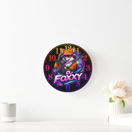 DJ FOXXY 2 ラウンド壁時計 (ホーム)