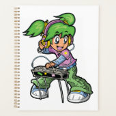 DJ Girl with Green Hair and Headphones プランナー手帳 (正面)