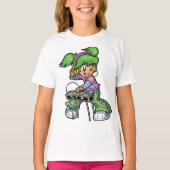 DJ Girl with Green Hair and Headphones Tシャツ (正面)