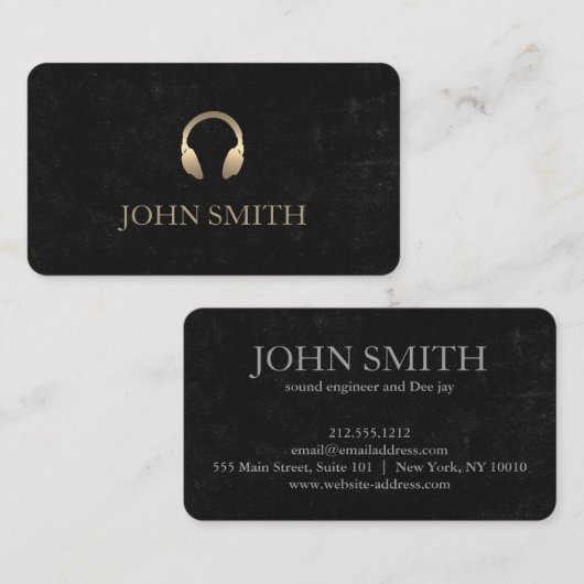 DJ Gold Headphones Blackboard Music 名刺 (正面/裏面)