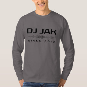 DJ JAKスモークグレーサウンドウェーブ長袖ティー Tシャツ