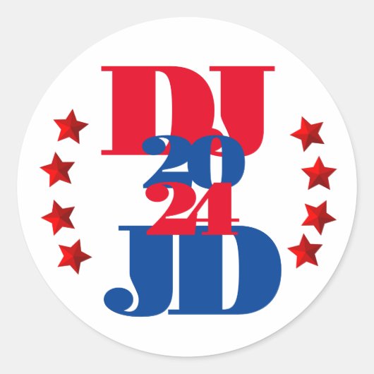 DJ & JD 2024 Trump Vance選挙ステッカー ラウンドシール (正面)