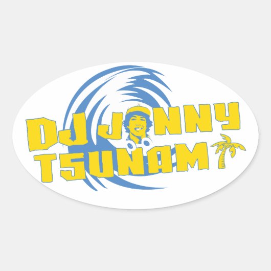 DJ Jonny Tsunamiステッカー 楕円形シール (正面)
