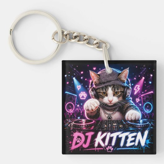 DJ KITTEN 両面タイプ キーホルダー (正面)