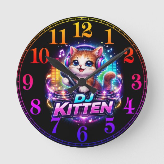 DJ KITTEN 2 ラウンド壁時計 (正面)
