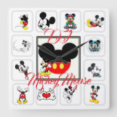 DJ Mickeymouse スクエア壁時計 (正面)
