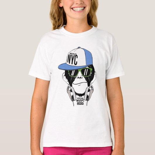 DJ MONKEY おもしろい猿 Tシャツ (正面)