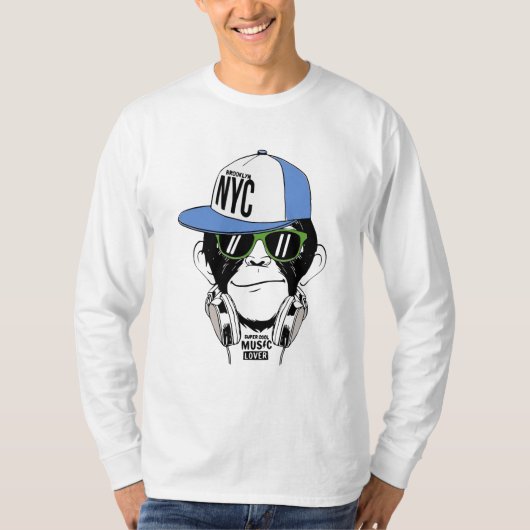DJ MONKEY おもしろい猿 Tシャツ (正面)