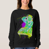 DJ Monkey Music Party Fun Sunglasses Monkey Headph スウェットシャツ (正面)