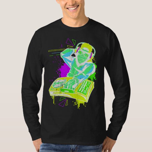 DJ Monkey Music Party Fun Sunglasses Monkey Headph Tシャツ (正面)