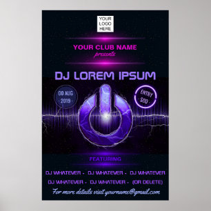 DJ Music and Dance Gig写真とロゴの追加招待状 ポスター