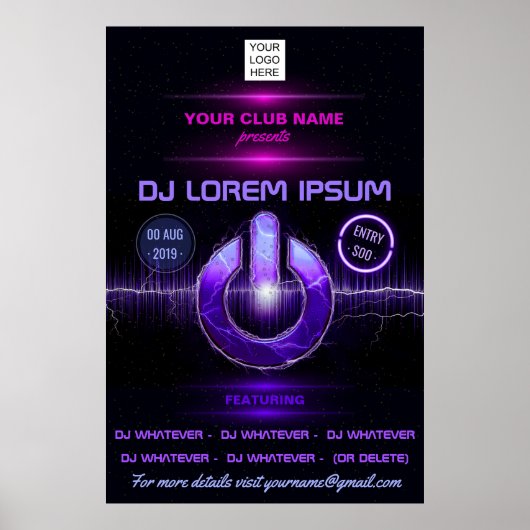 DJ Music and Dance Gig写真とロゴの追加招待状 ポスター (正面)