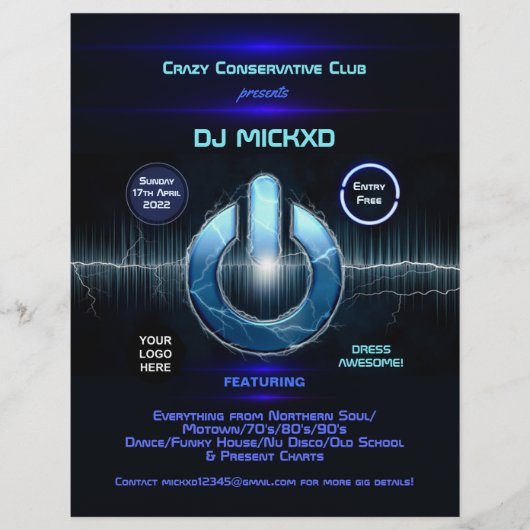 DJ Music and Dance Gig  チラシ (正面)