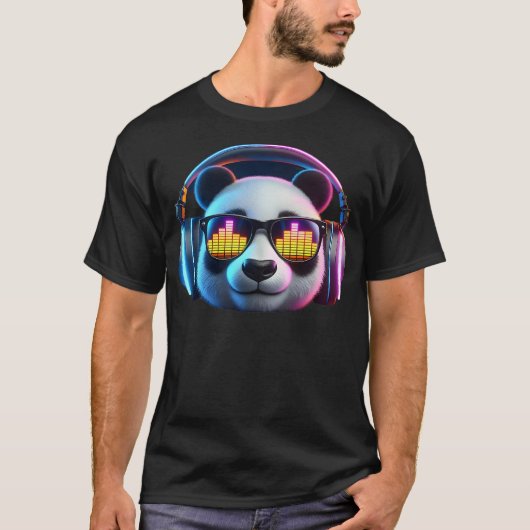 Dj Panda サウンドアクティベート、電子音楽バー Tシャツ (正面)