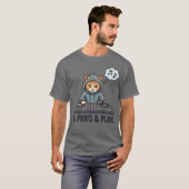 DJ Paws & Play 面白い猫のフーディー Tシャツ (正面フル)