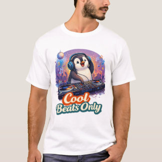 DJ Penguin Cartoon – Cool Beats Only Tシャツ