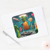 DJ PineappleパーティーをSurreal Underwater Discoでプレイ スクエアシール (封筒)