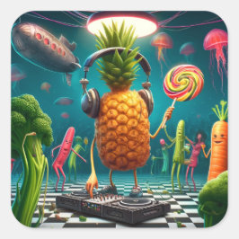 DJ PineappleパーティーをSurreal Underwater Discoでプレイ スクエアシール