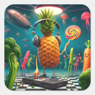 DJ PineappleパーティーをSurreal Underwater Discoでプレイ スクエアシール