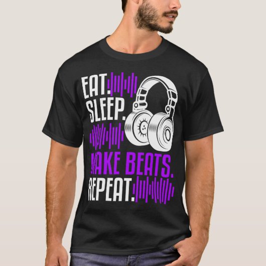 DJ Producer 食べ Sleep MakeビートMusic Tシャツ (正面)